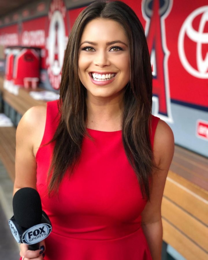 SDSU alumna Alexa Curry currently works as the Los Angeles Angels sideline reporter for Fox Sports. 