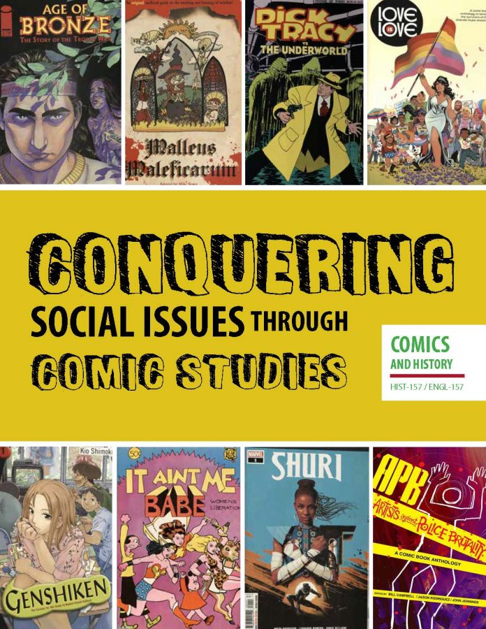 History professor Elizabeth Pollard's new course on comic books, Conquering Social Issues Through Comic Studies (HIST-157), begins this fall semester.