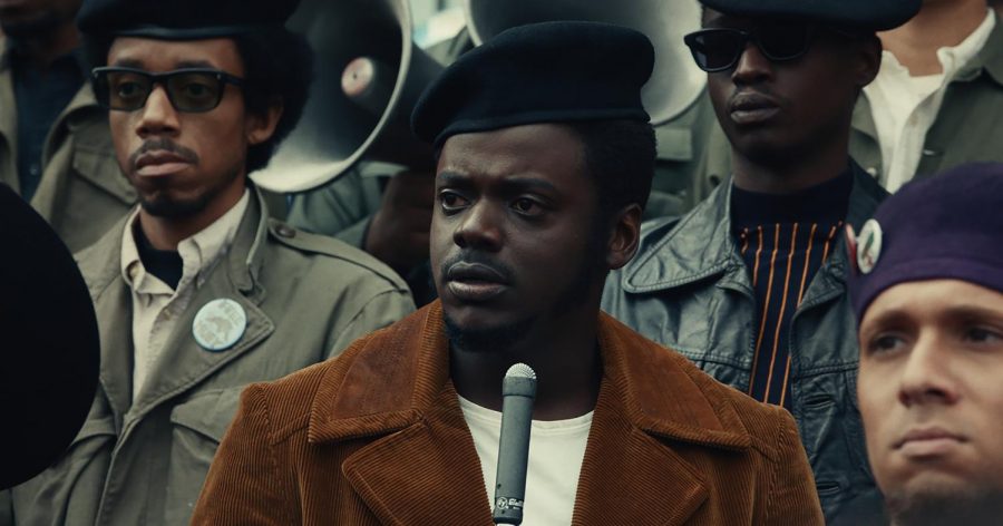 (Top l-r) DARRELL BRITT-GIBSON as Bobby Rush, DANIEL KALUUYA as Chairman Fred Hampton and ASHTON SANDERS as Jimmy Palmer in Warner Bros. Pictures’ “JUDAS AND THE BLACK MESSIAH,” a Warner Bros. Pictures release.