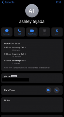 Call log between Tejada and Martelino showing three phone calls during the Elections Committee meeting on Wednesday, 3/24. Screenshot a part of public documents presented in the Elections Committee Meeting.