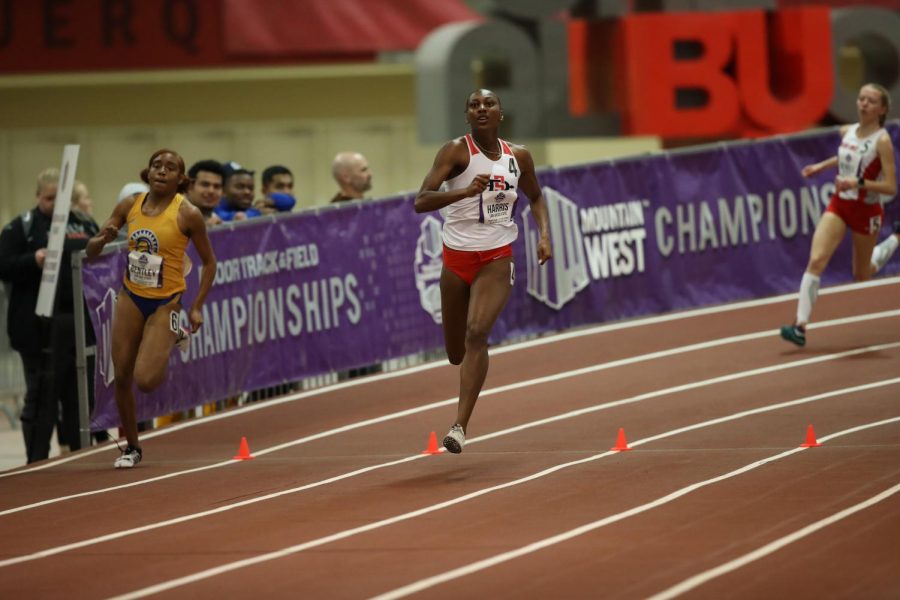 San Diego State track and field then-junior runner Jalyn Harris competes during the Mountain West Indoor Championships on Feb. 27-29, 2020 in Albuquerque, New Mexico.