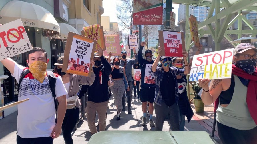San Diegans took to the streets of Downtown on March 20 following shootings in Atlanta. They marched in support of the Asian American community and against anti-Asian racism. 