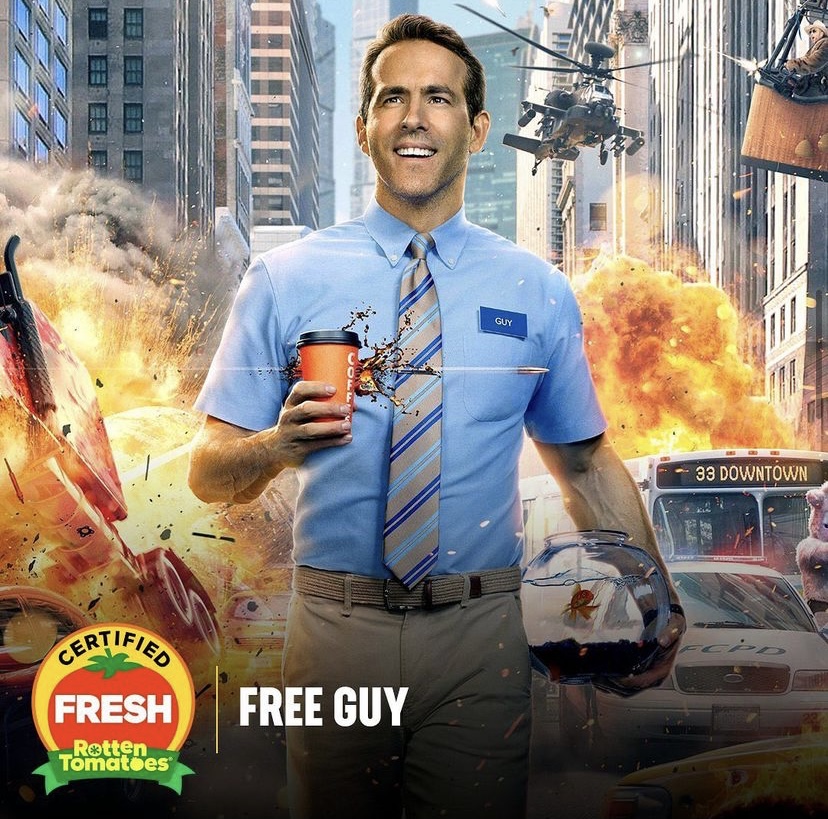 Screenshot from Ryan Reynolds Instagram celebrating the early critical success for Free Guy.