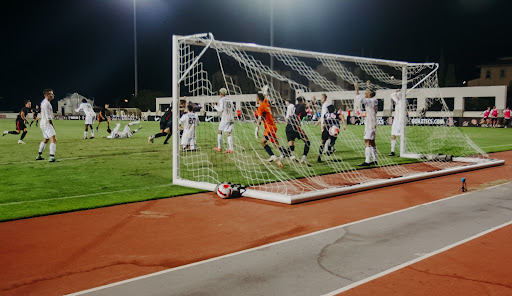 The Aztecs celebrate a goal they scored in the final minutes of play.