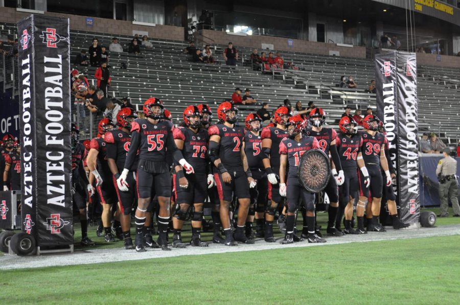 SDSU prepares to run out of the tunnel in their pivotal game against Nevada on Nov. 13