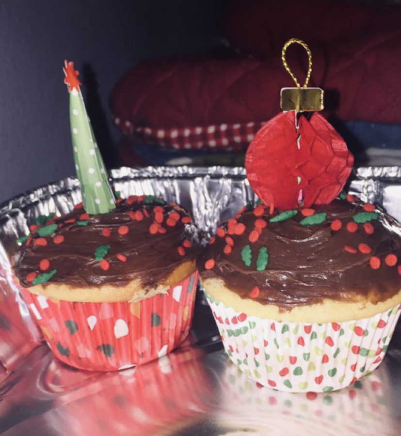 There are many ways to get into the holiday spirit like baking vanilla cupcakes and decorating them with Christmas sprinkles. 