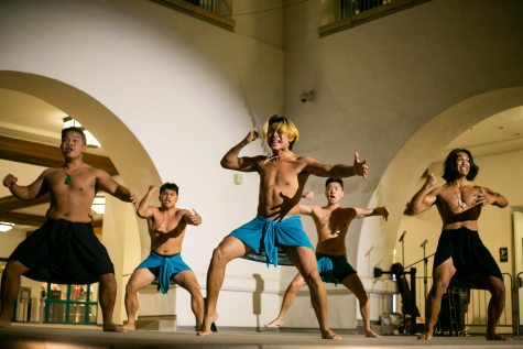 Students from the Pacific Islander Student Association (PISA) performing a "haka."