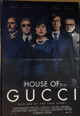 Poster for House of Gucci showing the high-profile cast starring in the film.