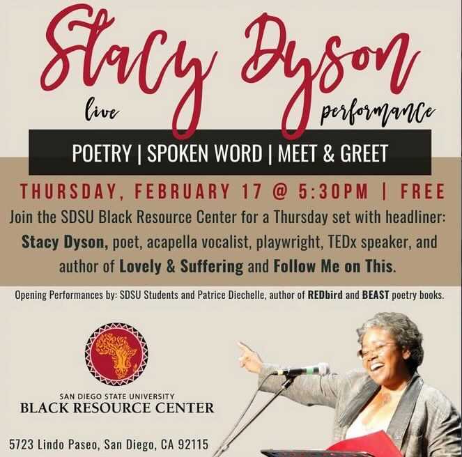 The Stacy Dyson poetry event included her performing multiple original spoken word pieces.