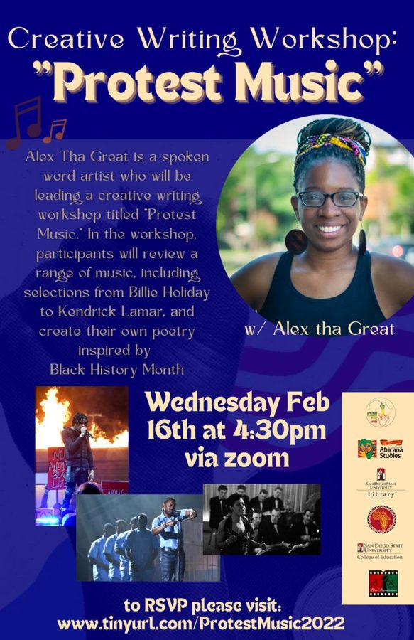 Alex Tha Great will be the featured artist at the BRC Creative Writing Workshop: Protest Music.