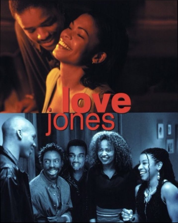 The film poster for 'Love Jones' shows off the all-star cast of Black actors led by Larenz Tate and Nia Long, whose characters' love story provides the crux of the film. 