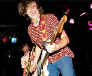 Sitting on Stacy members Hoyt Yeatman (guitar and vocals) and Kyle Hart (bass and vocals) perform at Beat Kitchen Bar on Sunday, April 3 in Chicago, Illinois. The bands roughly month-long tour finishes in San Diego at SOMA on April 16, returning the band to their college town.