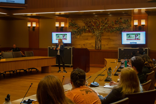 Mara Macías, an SDSU Imperial Valley Librarian explains to the College Council the details of Equitable Access and answers questions.