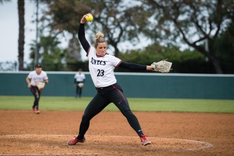 Maggie Balint has been dominant all season for SDSU, and she dazzled once again, striking out seven Spartans five strong innings in game one of the series. 