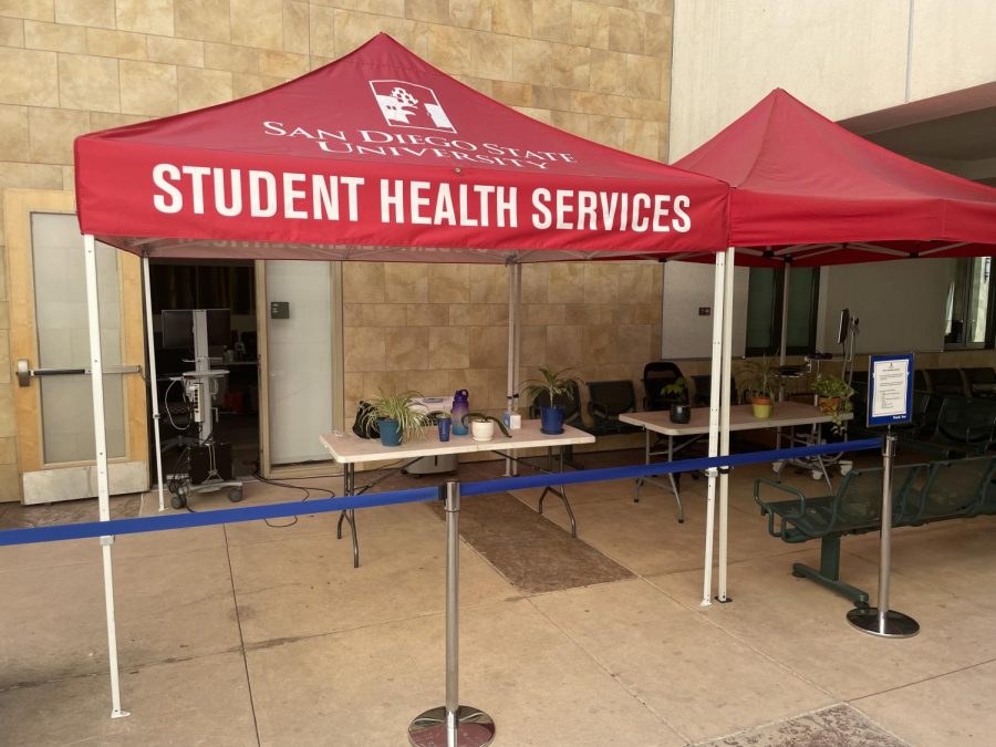 Student Health Service sets up a station for students.