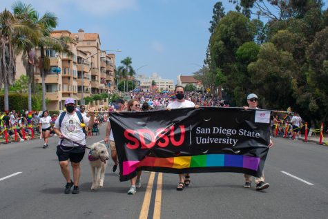 San Diego State marches at the 2022 Pride Parade