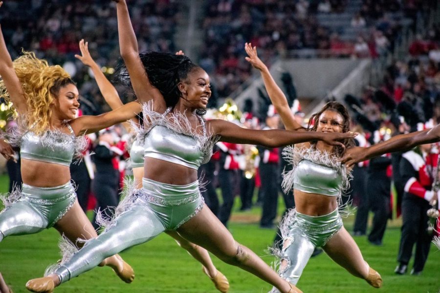  The 2022-2023 Diamonds perform during halftime show on Oct. 8 during SDSU Aztecs home game against Hawaii Rainbow Warriors.
