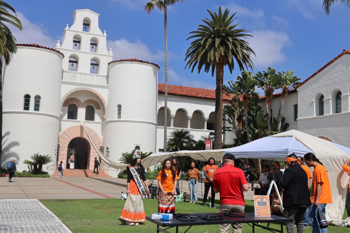 Attendees gather in front of Hepner Hall to learn more about Orange Shirt Day on Friday, Sept. 29.