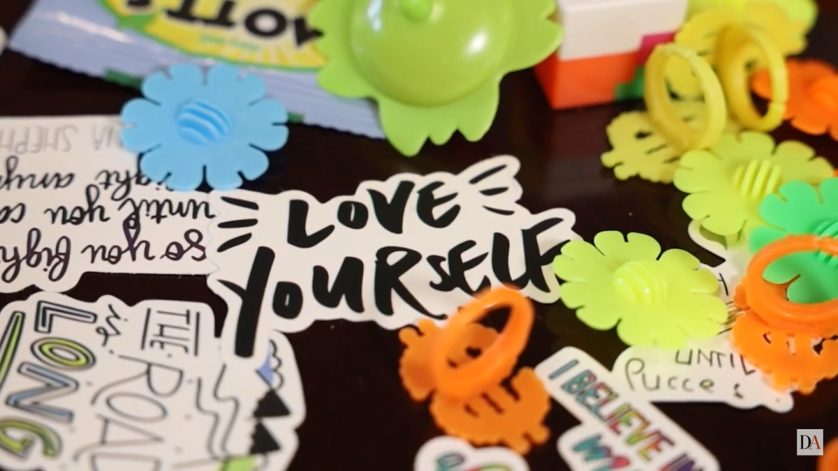 During the Self-Care Expo, stickers with positive affirmations were given to students on Dec. 6