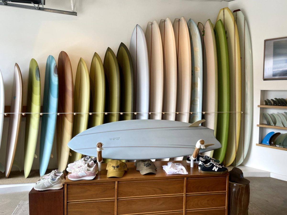 Surfboards on display at Hermosa Surf