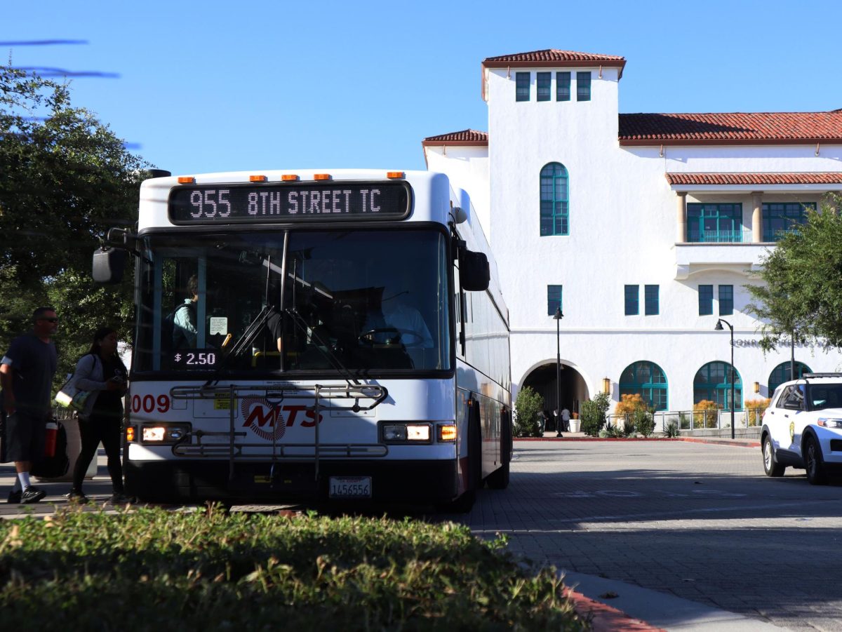 A+Metropolitan+Transit+System+bus+stops+at+San+Diego+State+Universitys+campus+on+September+21%2C+2023