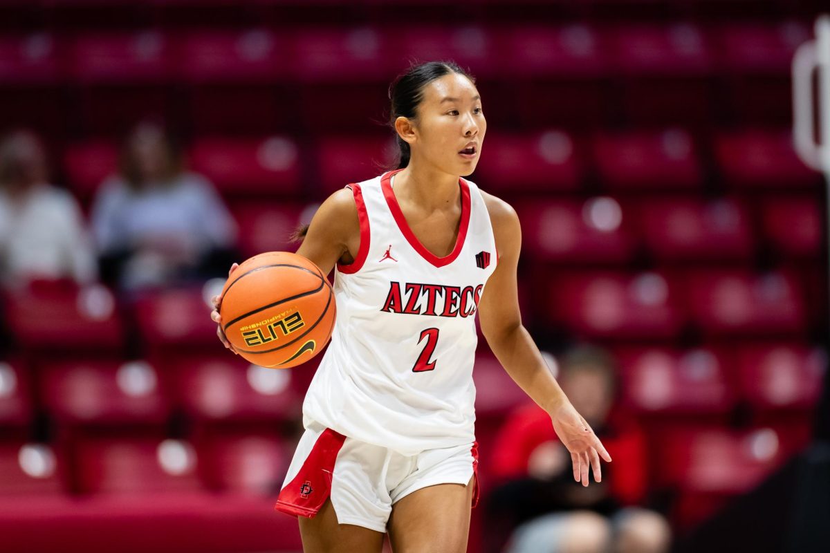 San Diego State University basketball lost to Cal Baptist at Viejas Arena on November 10, 2023. Image Courtesy of San Diego State Athletics (Derrick Tuskan)