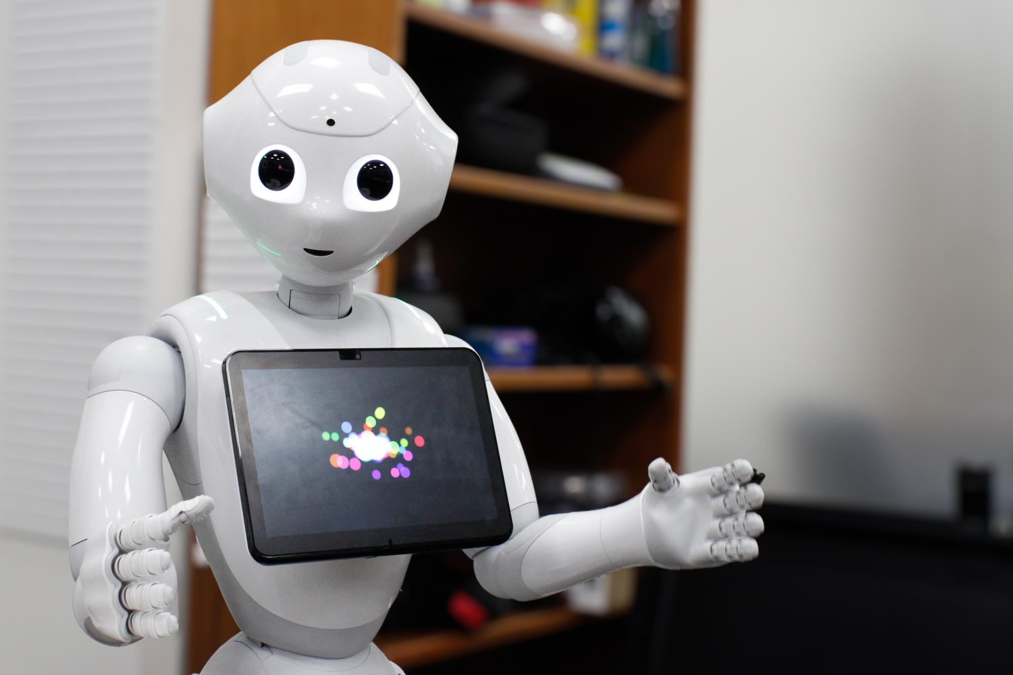 Pepper demonstrates its interface capabilities at the James Silberrad Brown Center for Artificial Intelligence at San Diego State University on April 17, 2024.