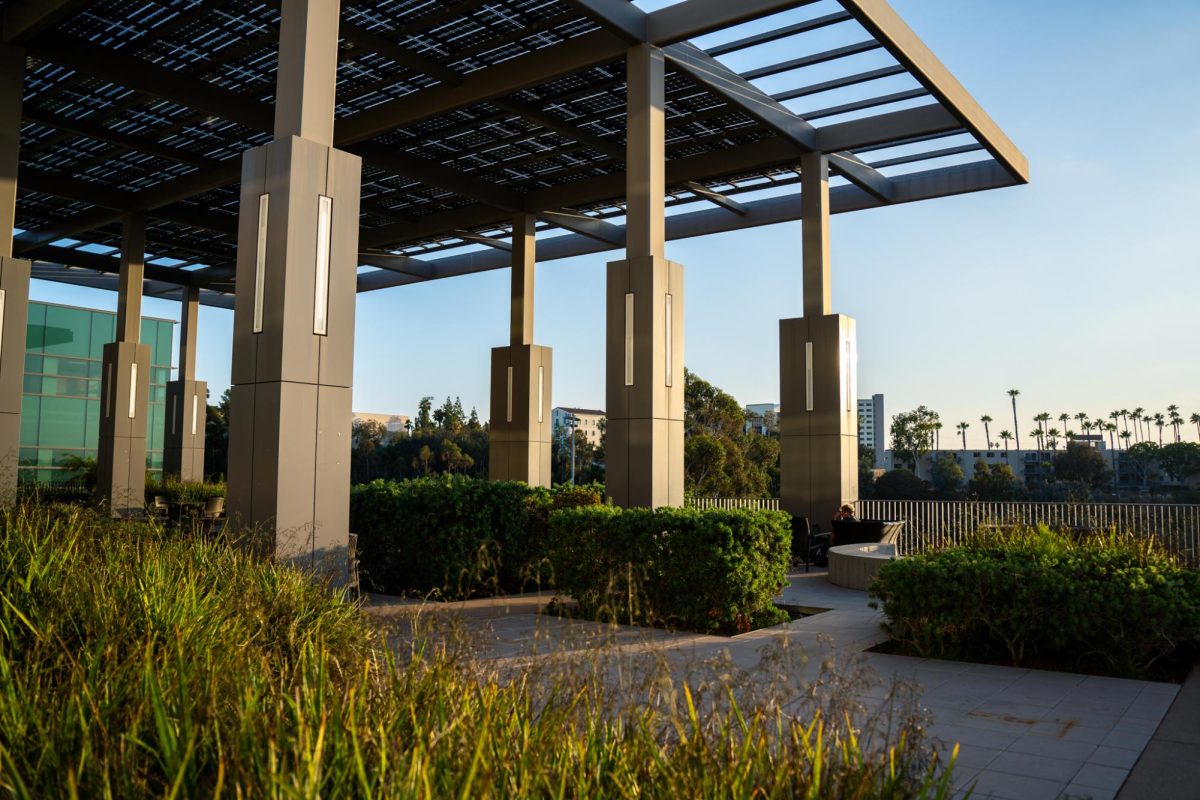 Outdoor Seating Terrace located behind Storm Hall, overlooking the freeway.