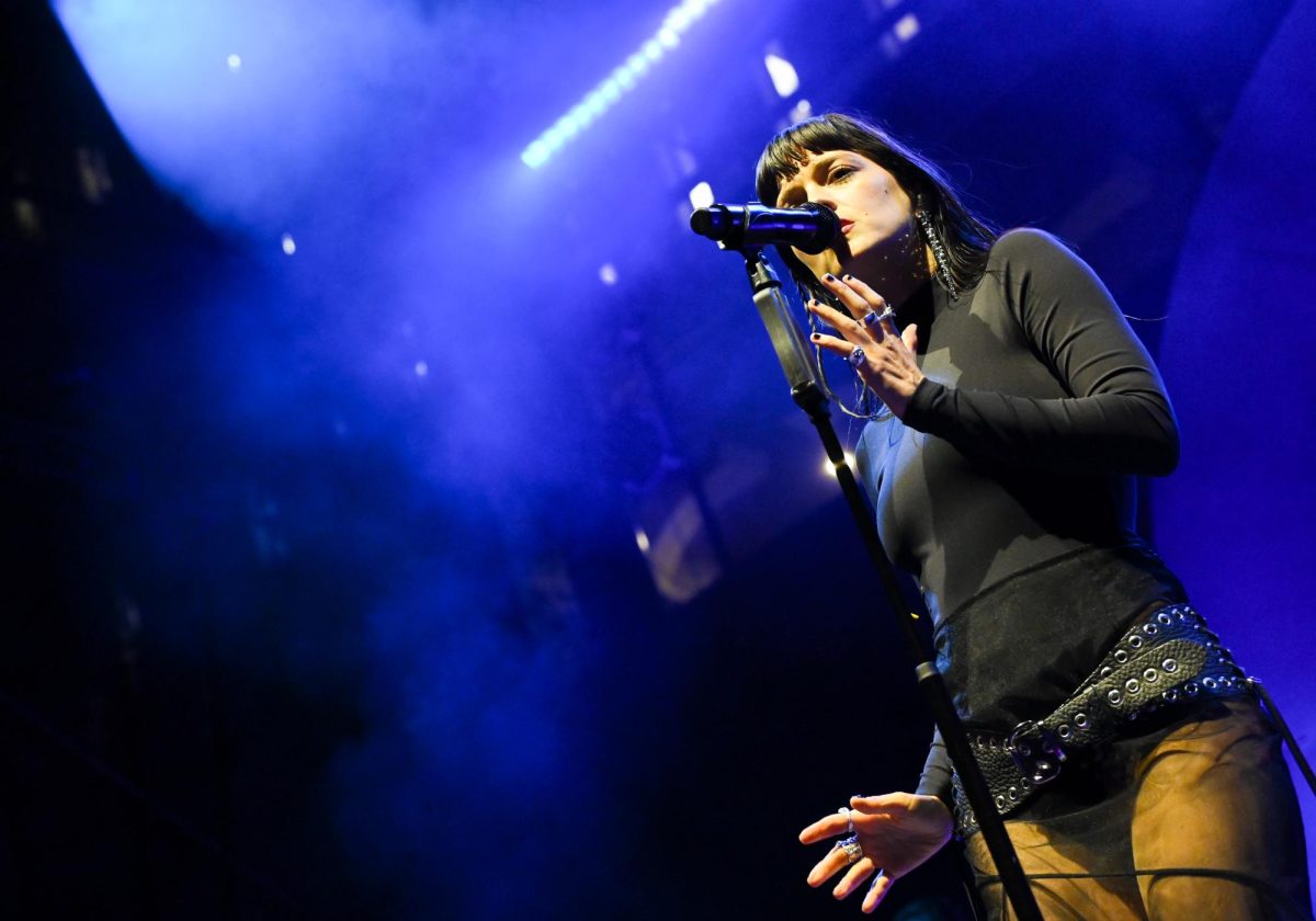 Lead Singer of The Marías, Maria Zardoya performs at Cal Coast Credit Union Amphitheater on Aug. 18th, 2024. Photo by Katie Flores