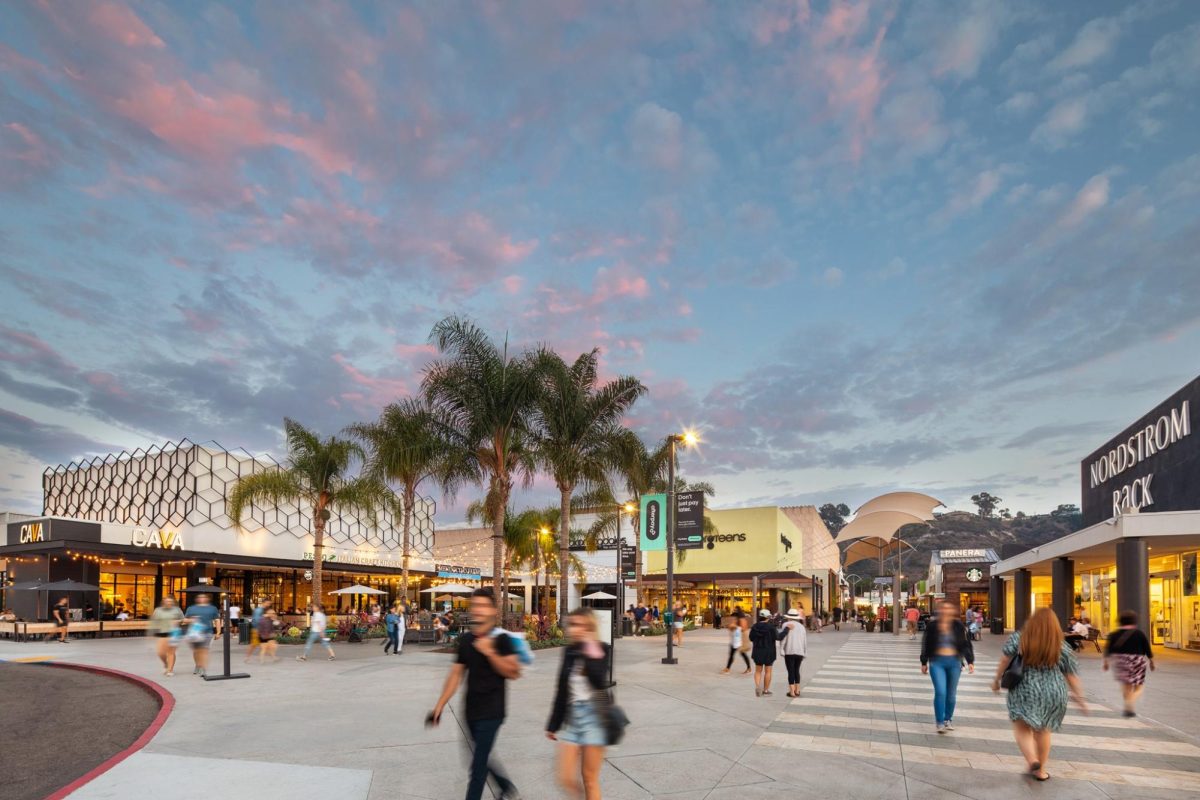 Photo courtesy of mission-valley.com: The sunset outside of Mission Valley shopping center