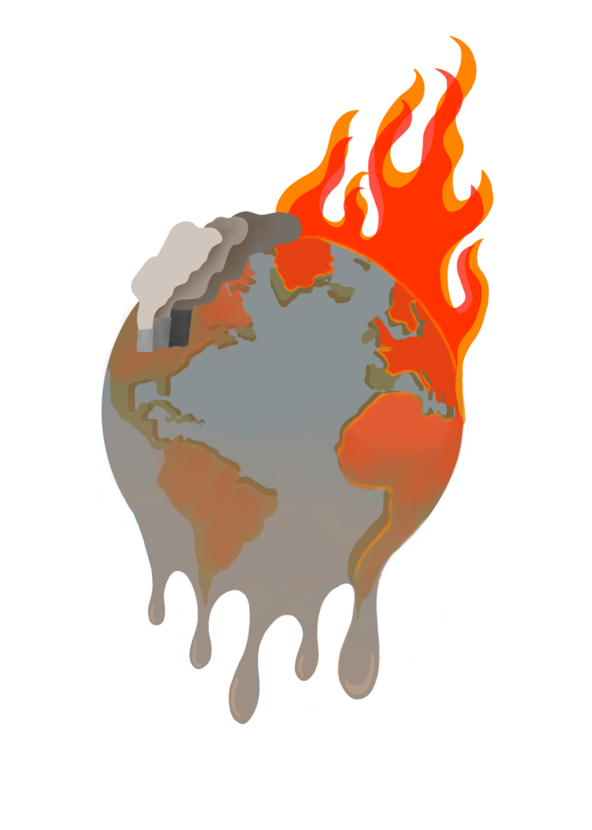 Graphic of planet earth on fire.