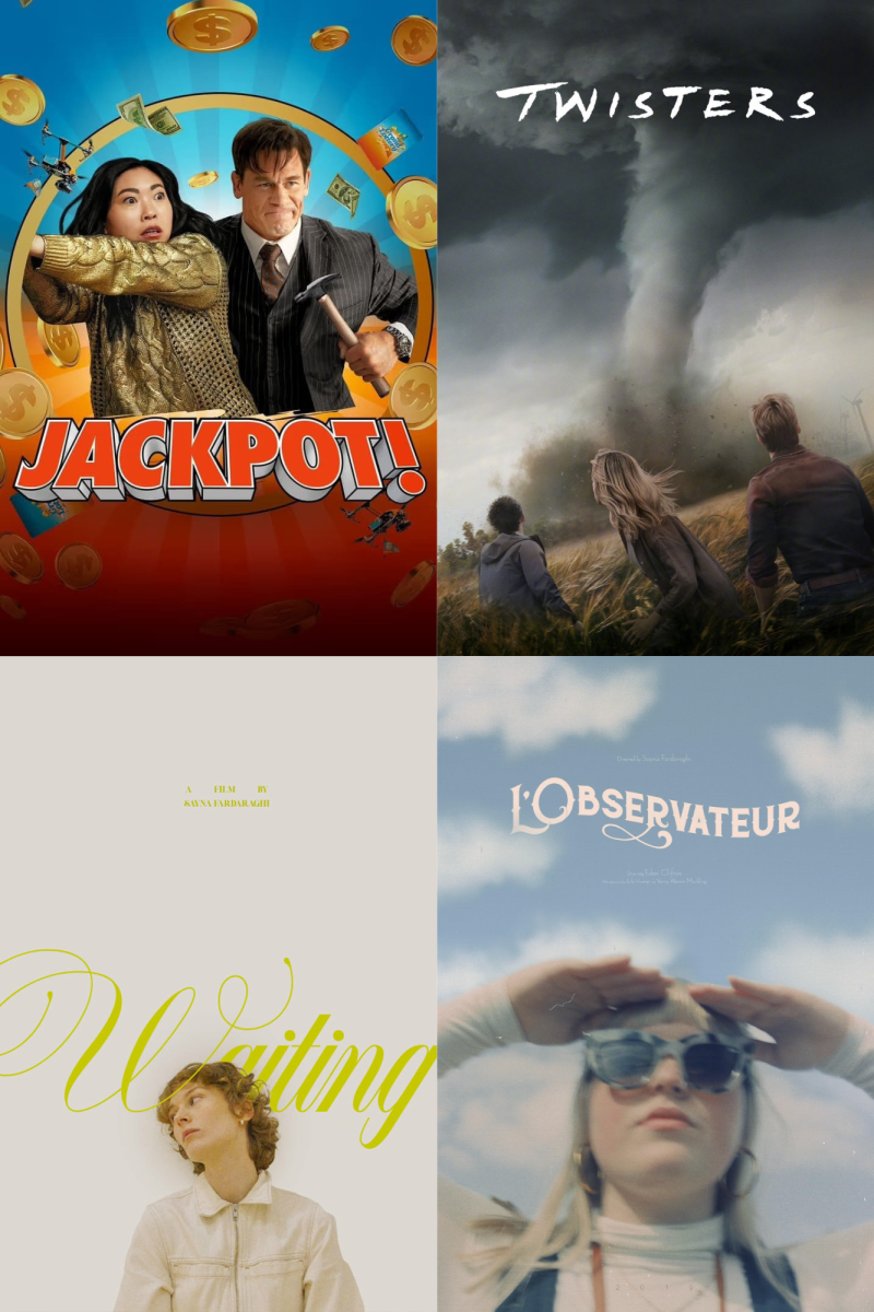 “Jackpot” movie poster courtesy of Letterboxd, “Twisters” movie poster courtesy of Letterboxd, “Waiting” movie poster courtesy of Letterboxd, “L’Observateur” movie poster courtesy of IMDb.