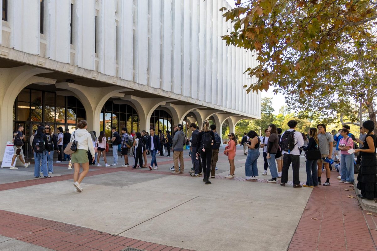 Lines to vote wrapped around the library at SDSU on Nov. 5