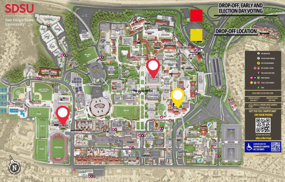 Image of voting locations on SDSU's campus. (Photo courtesy of SDSU)