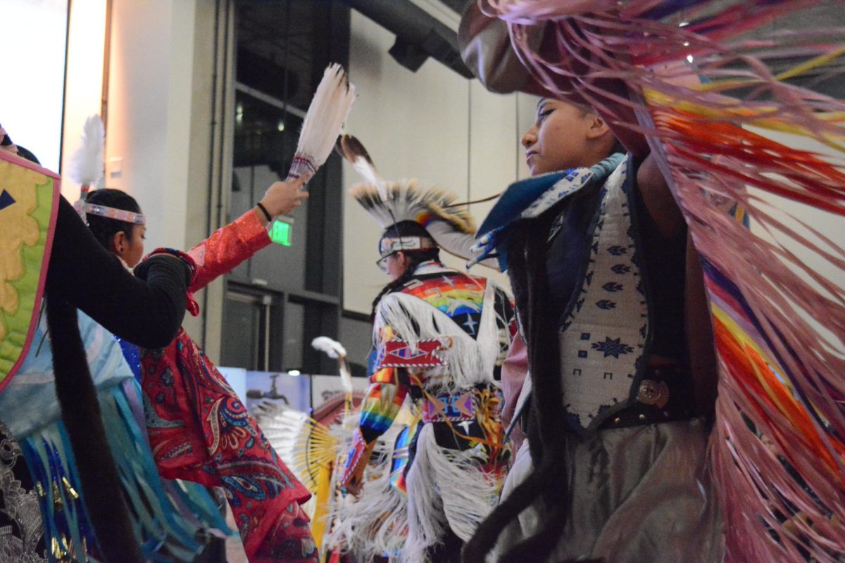 Dancers of many ages share traditional indigenous dances at the Sustainable Design Forum in downtown San Diego on Thursday, Nov. 21, 2024.
