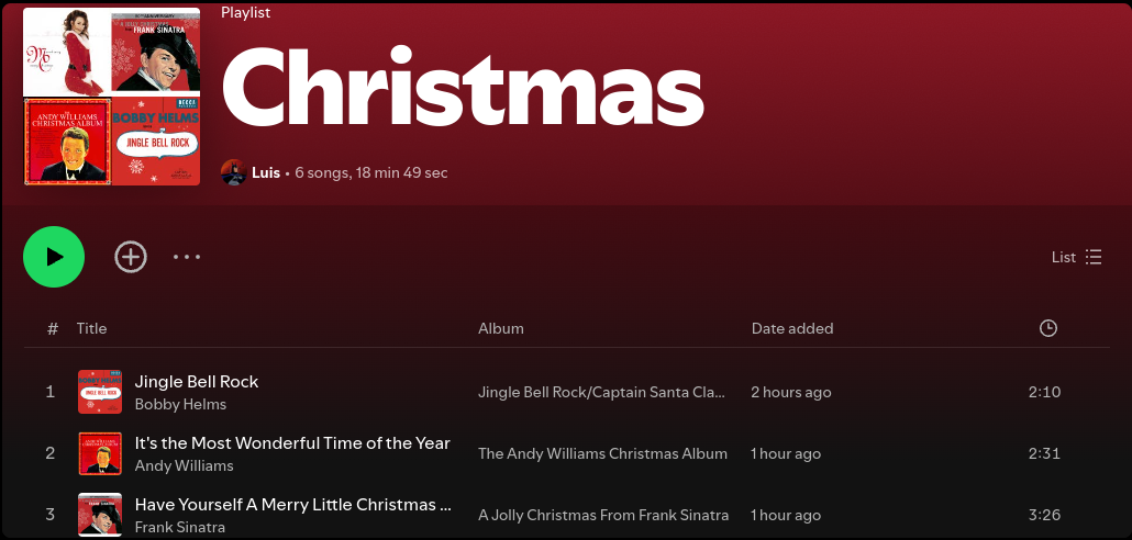 A Spotify Christmas playlist. 