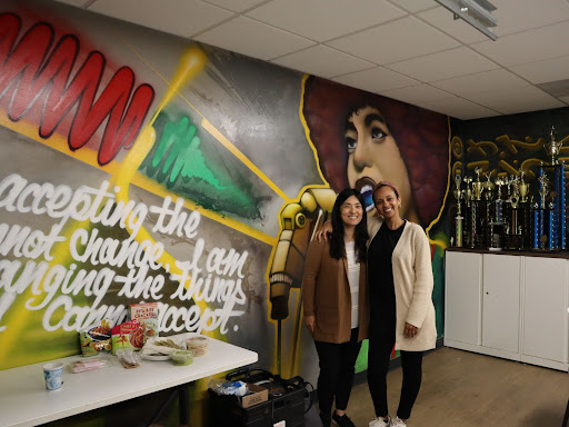 Dr. Nishi, left, and Dr. Berhe pose at the Women of Color event, hosted by The Gus & Emma Thompson Black Resource Center at SDSU on Thursday, Feb. 6, 2025, in San Diego. The center holds a safe space for students to share their experiences.