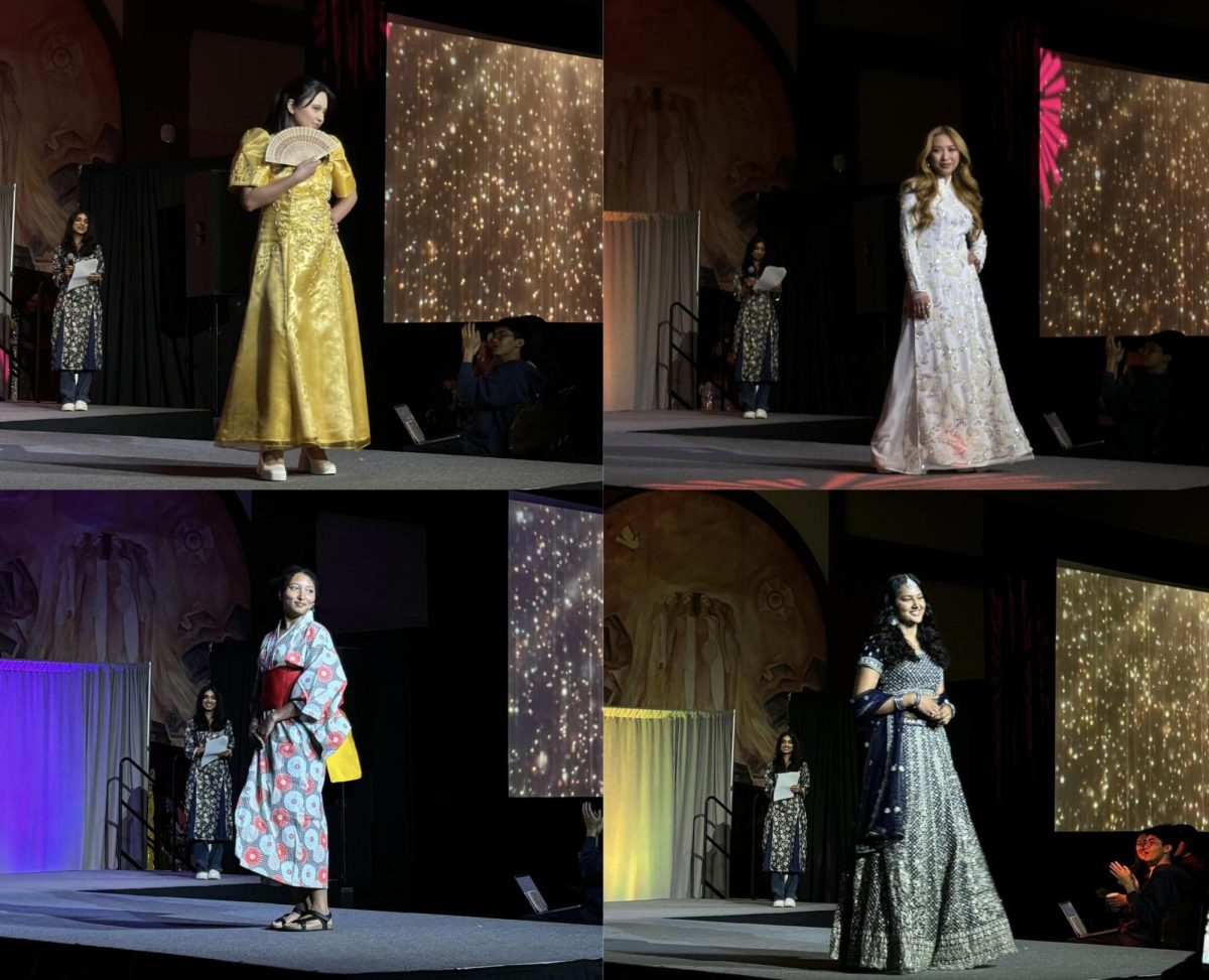 Models showcase their cultural attire in the Fashion as a Cultural Expression show on April 24 in Montezuma Hall.