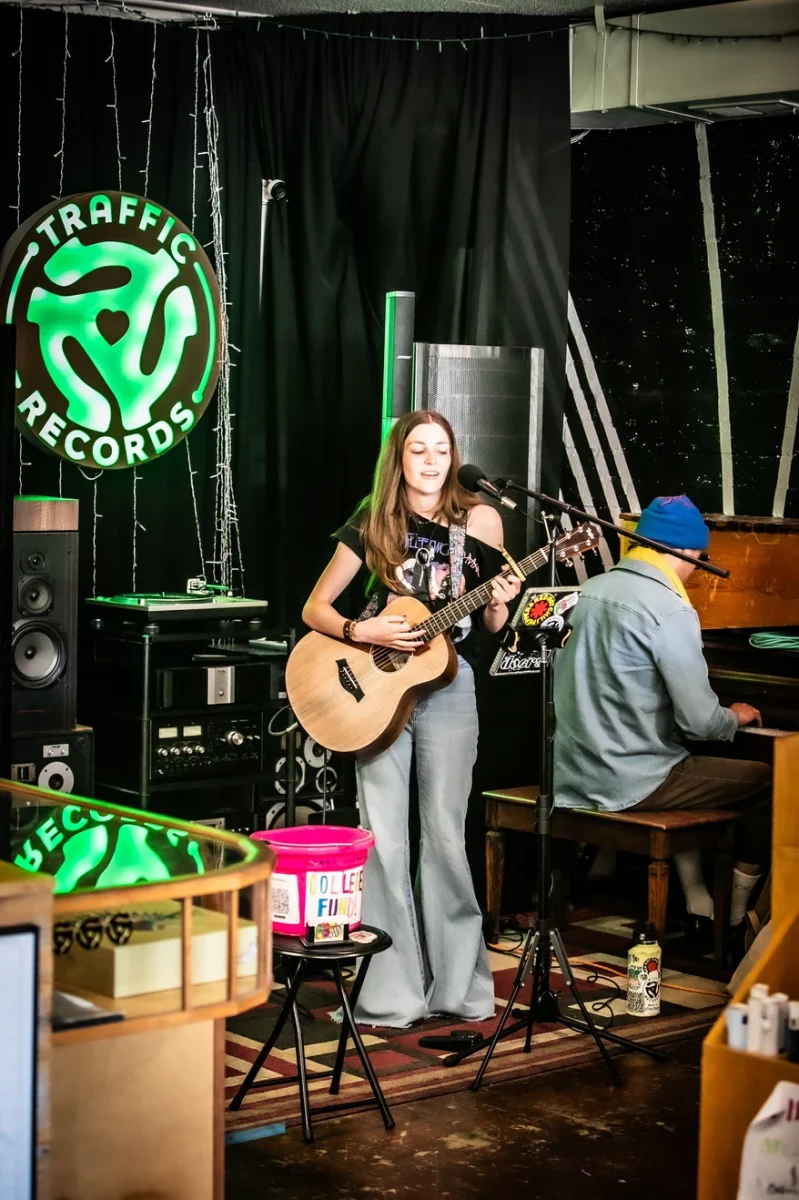 Emmy Flo performs at Traffic Record Store. Courtesy of Emmy Flo. 