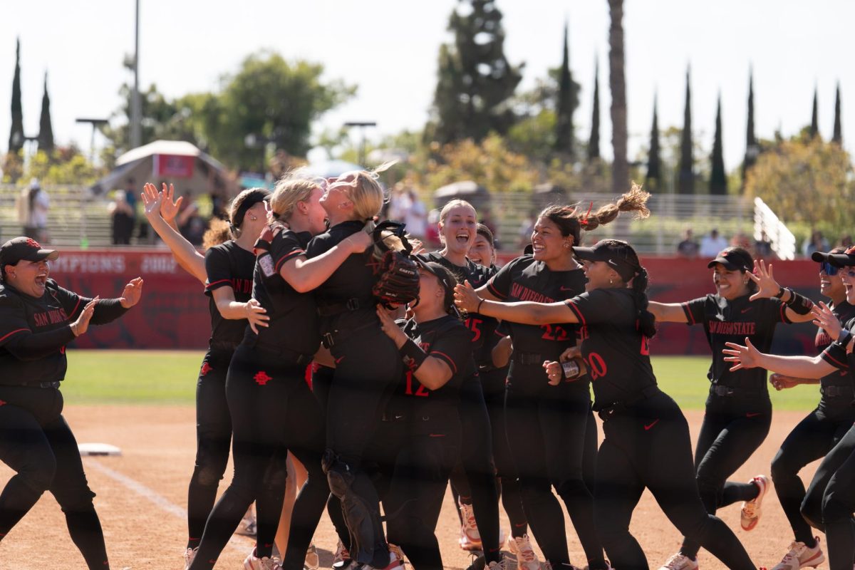 SDSU Softball celebrated its third consecutive Mountain West Softball Tournament championship with a 3-1 win over No. 3 Fresno State on Saturday, May 10, 2025, at the SDSU Softball Arena. 