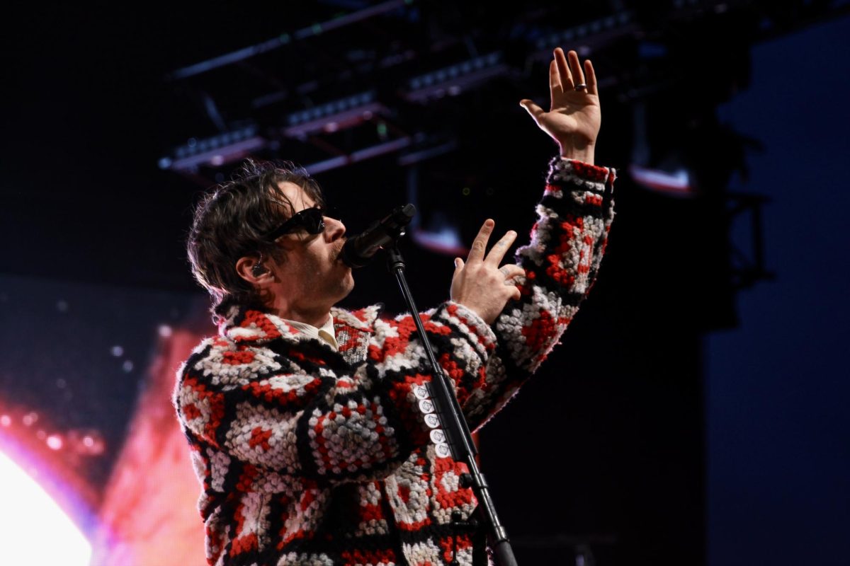 Performing in the rain, Foster the People lead singer Mark Foster sings to the crowd during Wonderfront Day Two on May 17. Photo by Isabella Biunno
