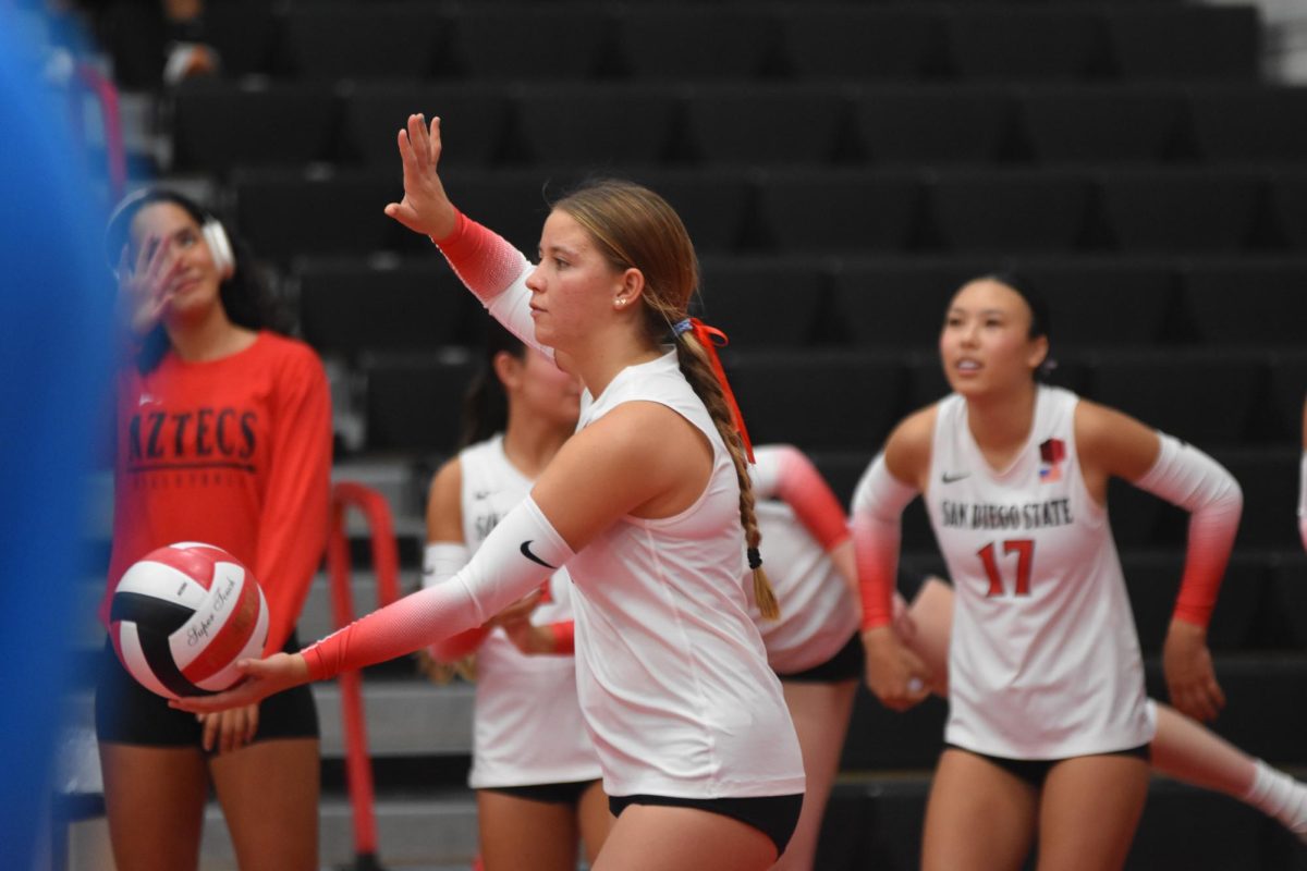 Freshman setter Bella Jones serving in more than one way on September 18th, 2025 at Peterson Gym
