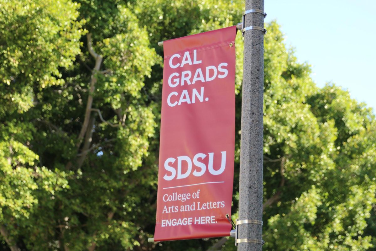 SDSU campus banner reads "Cal Grads Can."