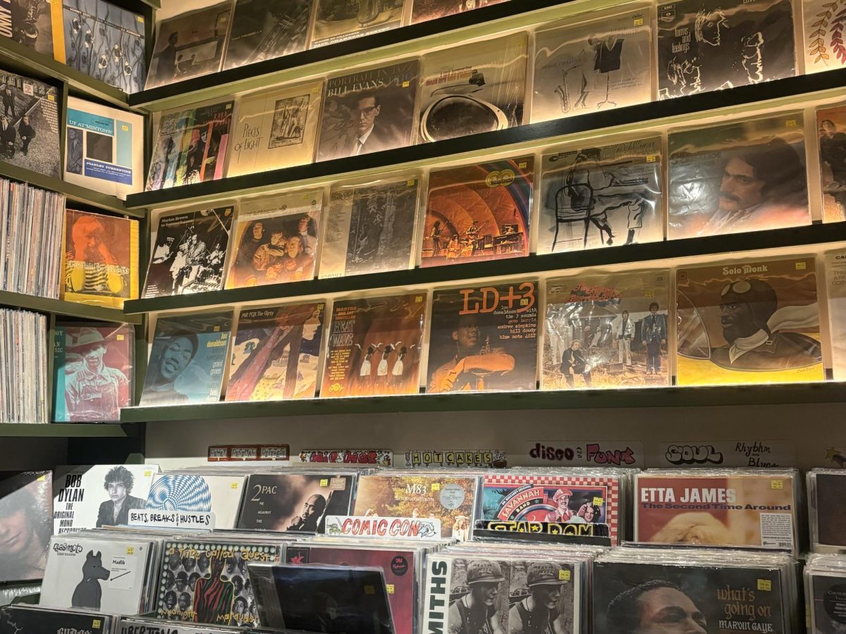 The shelves of a vinyl store at Part Time Lover in San Diego