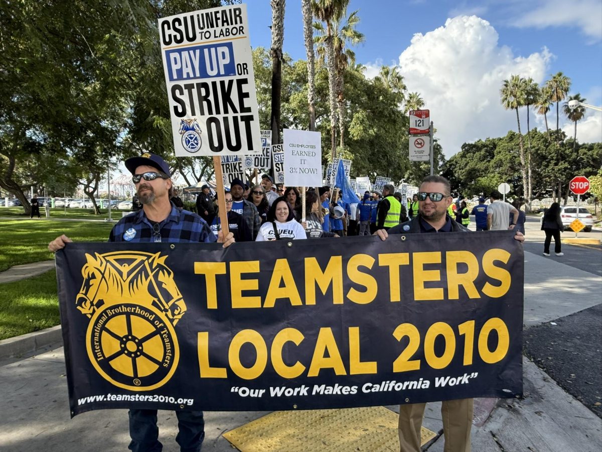 CSU skilled trades workers rally outside  CSU Board of Trustees meeting on Nov. 18, 2025. Photo courtesy of Teamsters Local 2010.
