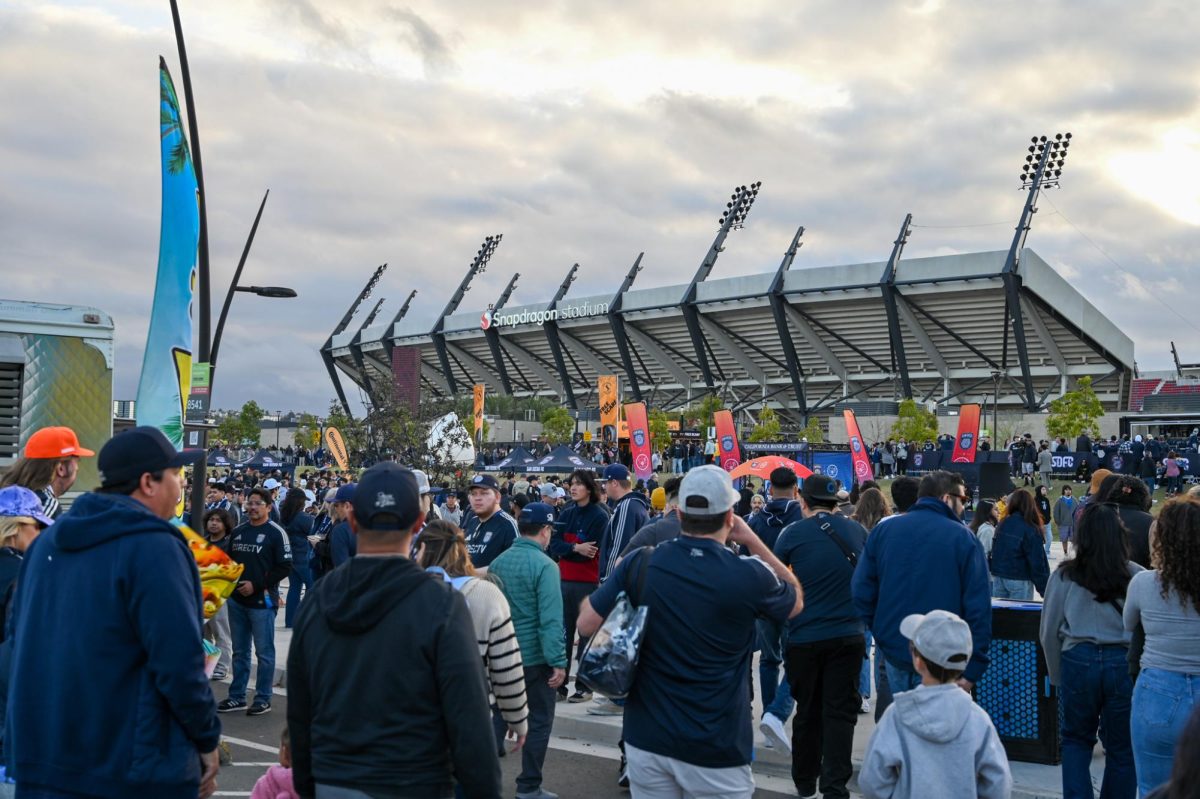 Fans gather outside Sanpdragon Stadium before SDFC's match against Saint Louis City SC on Saturday March 1, 2025. 