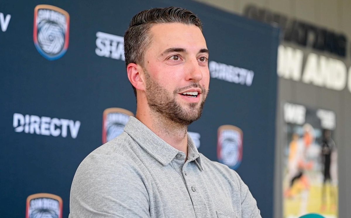 Sporting Director and General Manager Tyler Heaps speaking to press for the first time since his re signing announcement with SDFC the morning of