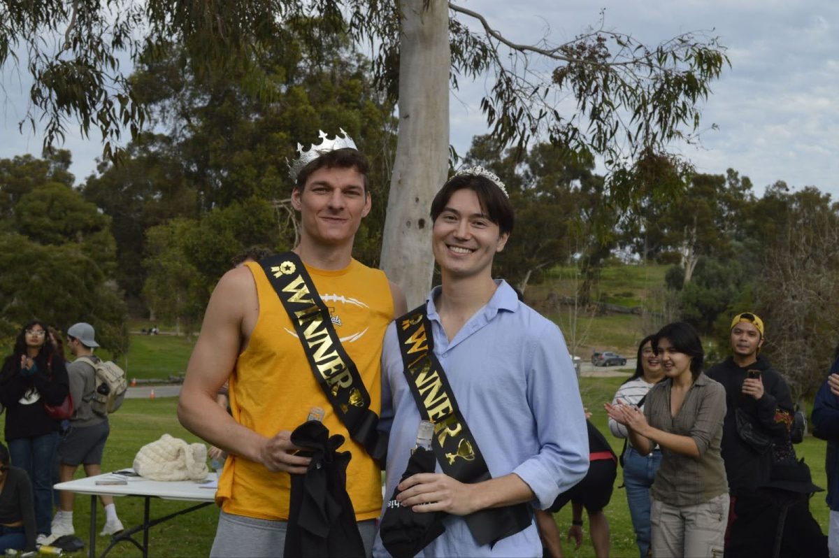 Winners Mitch Depew (left) and Kevin Young (right) after winning the Ilya and Shane lookalike competition in Balboa Park on Feb. 15, 2026