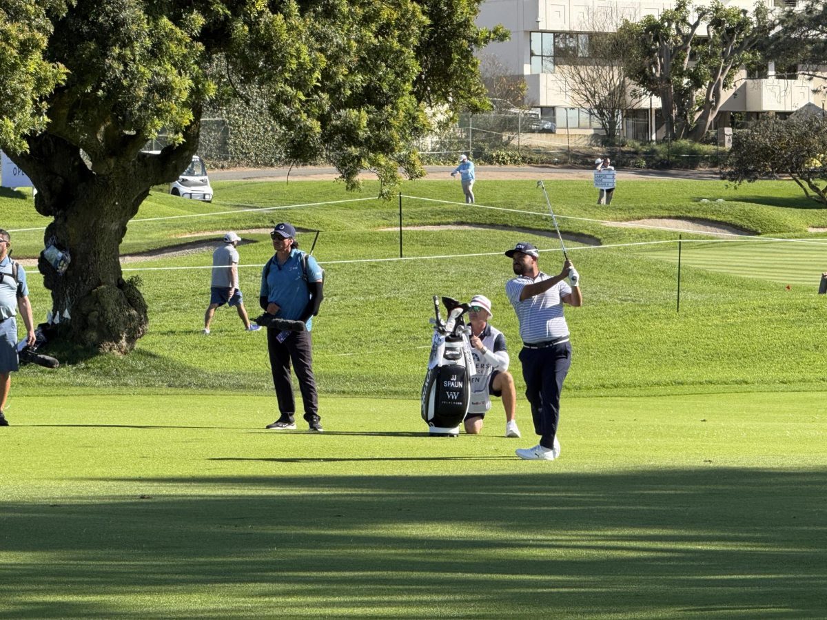 J.J. Spaun hits an approach shot on the green to set up a birdie look during the first round of the Farmers Insurance Open at Torrey Pines South Golf Course on January 29th, 2026.