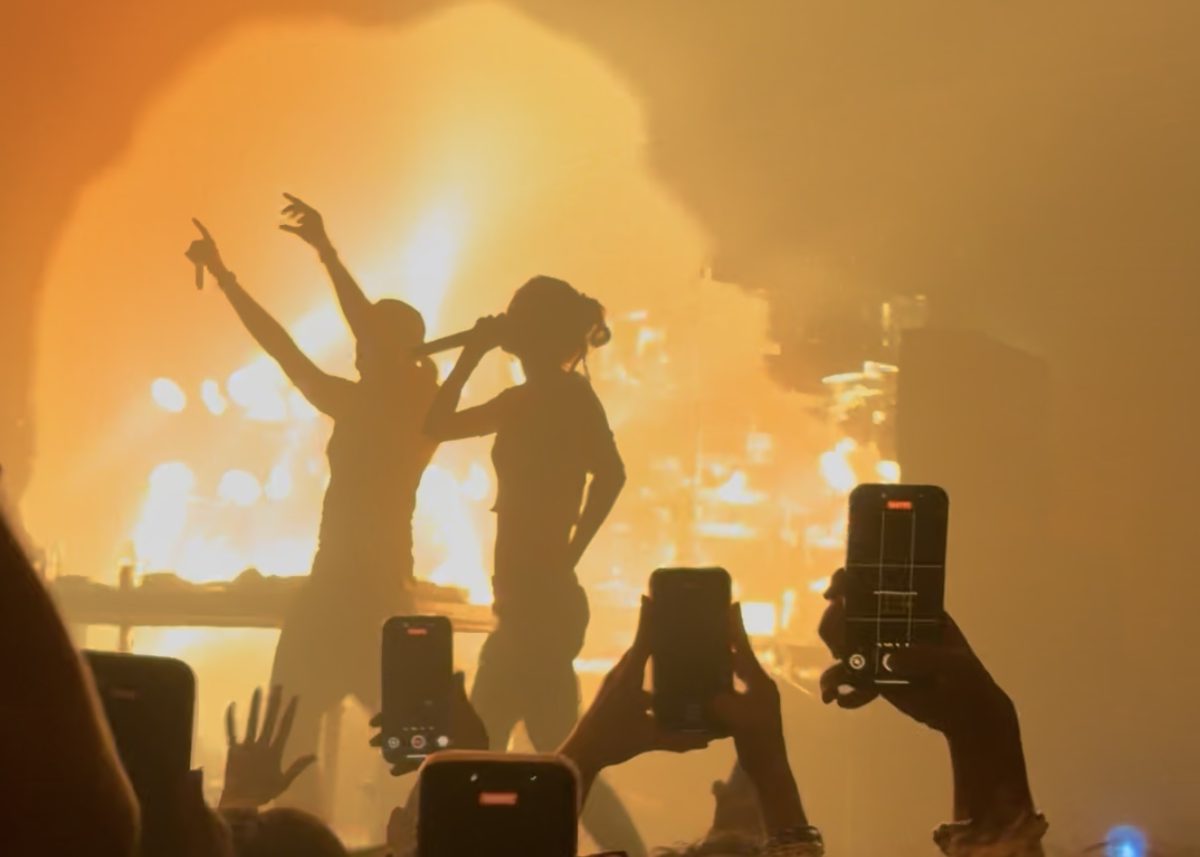 Tatiana “Tati” Schwaninger and Graham Perez, better known as Snow Strippers, on stage at SOMA San Diego on Feb. 15
